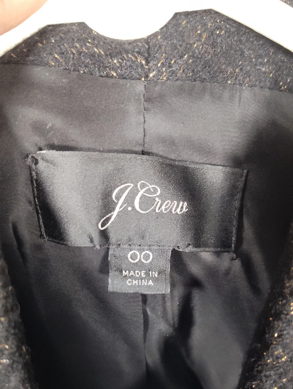 J. Crew Going Out Blazer in black tinsel tweed open front wool jacket‎ 00